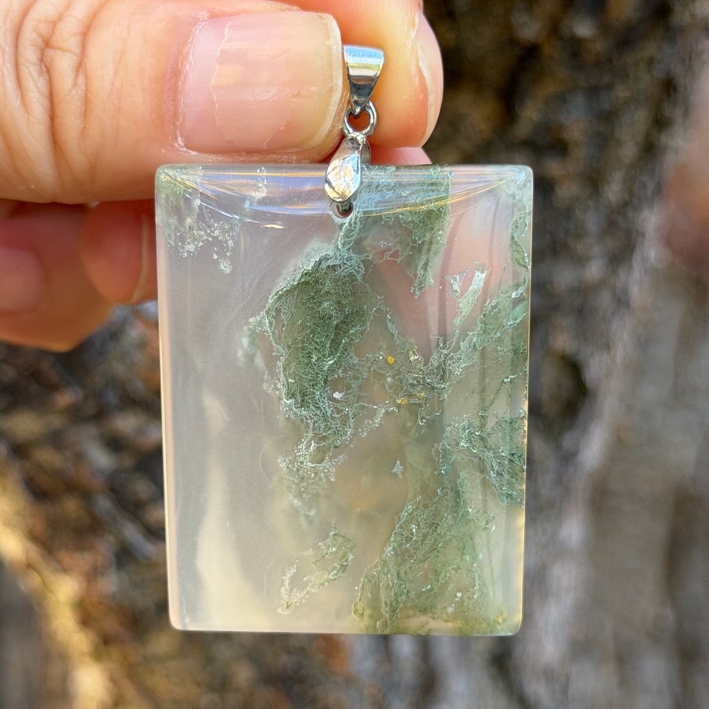 Sterling Silver 925 Stamped Rectangular Transluce… - image 3